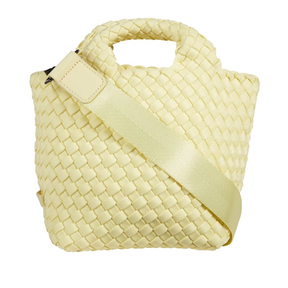 Naghedi Pale Lemon Woven Tote With Wide Strap